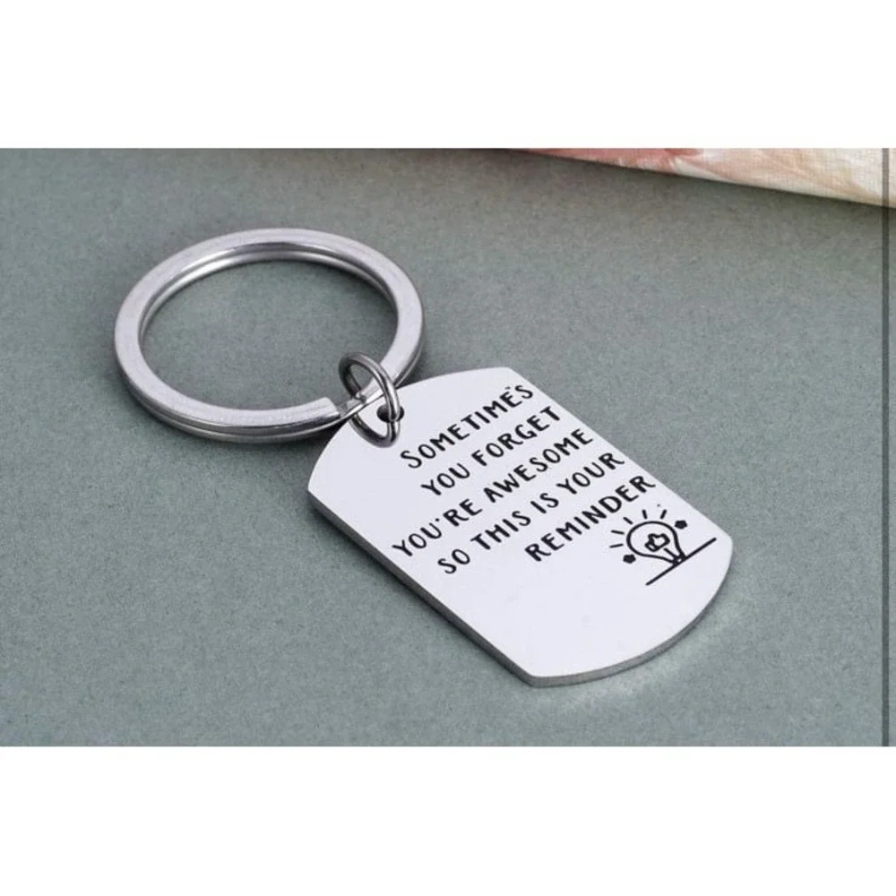 NEW Sometimes You Forget You're Awesome Reminder Silver Gift Keychain